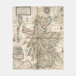  kaart van Schotland (1718) Fleece Deken