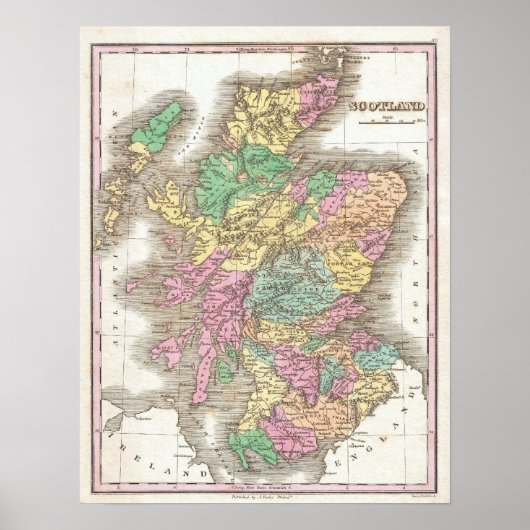  kaart van Schotland (1827) Poster (Voorkant)