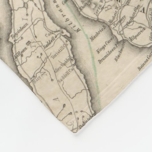  kaart van Schotland (1855) Fleece Deken (Hoek)