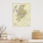 Kaart van Schotland in 1899 met Schotse klans Poster (Keuken)