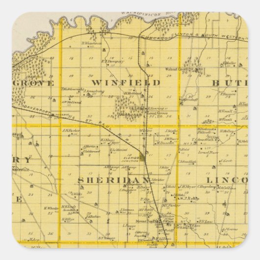 Kaart van Scott County, staat Iowa Vierkante Sticker (Voorkant)
