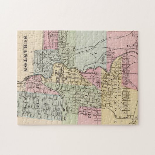  kaart van Scranton PA (1890) Legpuzzel (Horizontaal)