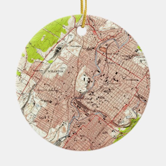  kaart van Scranton Pennsylvania (1947) Keramisch Ornament (Voorkant)