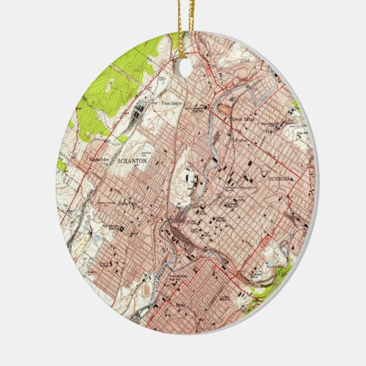  kaart van Scranton Pennsylvania (1947) Keramisch Ornament (Links)