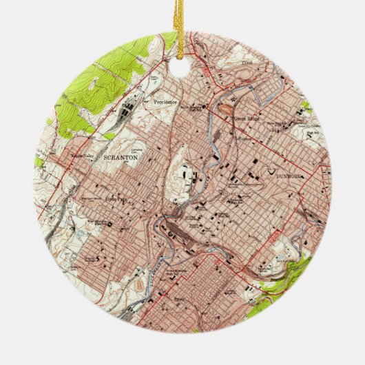  kaart van Scranton Pennsylvania (1947) Keramisch Ornament (Achterkant)