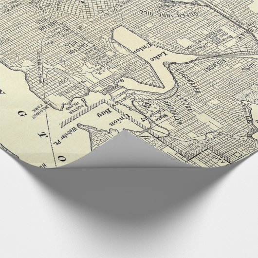  kaart van Seattle (1914) Cadeaupapier (Hoek)