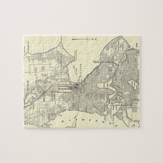  kaart van Seattle (1914) Legpuzzel (Horizontaal)