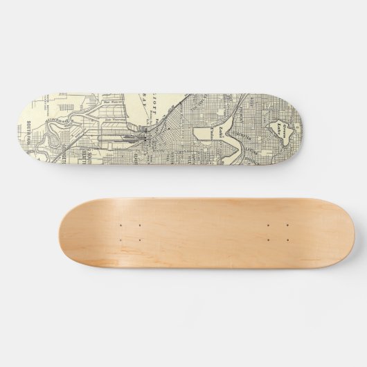  kaart van Seattle (1914) Skateboard (Horizontaal)