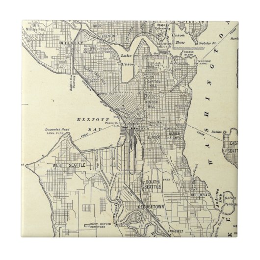  kaart van Seattle (1914) Tegeltje (Voorkant)