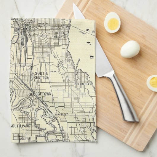 kaart van Seattle (1914) Theedoek (Quarter Fold)