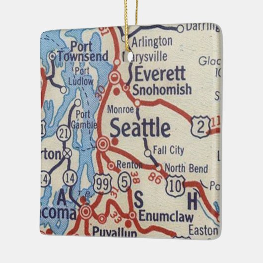  kaart van Seattle WA Keramisch Ornament (Links)