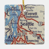  kaart van Seattle WA Keramisch Ornament (Voorkant)
