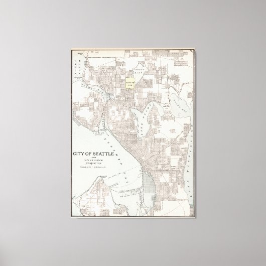  kaart van Seattle Washington (1901) Canvas Afdruk (Voorkant)
