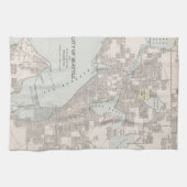  kaart van Seattle Washington (1901) Theedoek (Horizontaal)