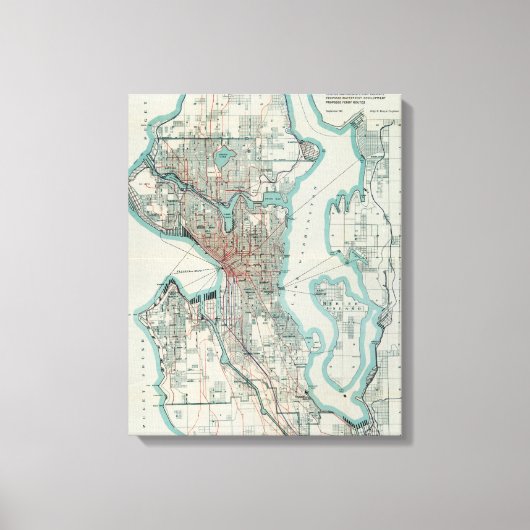 kaart van Seattle Washington (1911) Canvas Afdruk (Voorkant)