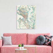 kaart van Seattle Washington (1911) Canvas Afdruk (Insitu (Woonkamer))