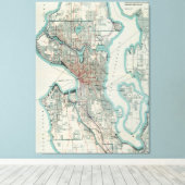  kaart van Seattle Washington (1911) Canvas Afdruk (Insitu (Houten vloer))