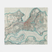  kaart van Seattle Washington (1911) Fleece Deken (Voorkant (Horizontaal))