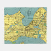  kaart van Seattle Washington (1914) Fleece Deken (Voorkant (Horizontaal))