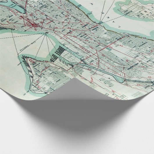  kaart van Seattle Washington Cadeaupapier (Hoek)