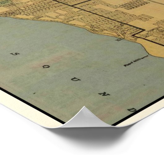 kaart van Seattle Washington Poster (Hoek)