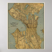 kaart van Seattle Washington Poster (Voorkant)