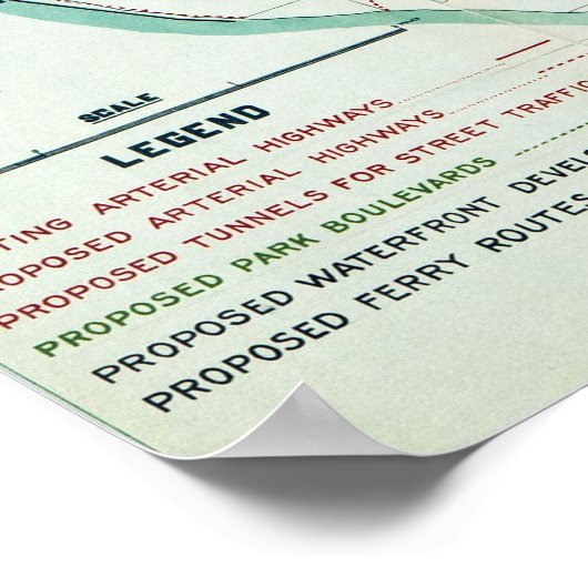 kaart van Seattle Washington Poster (Hoek)