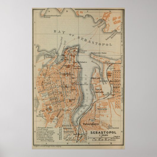  kaart van Sebastopol Ukraine (1914) Poster (Voorkant)
