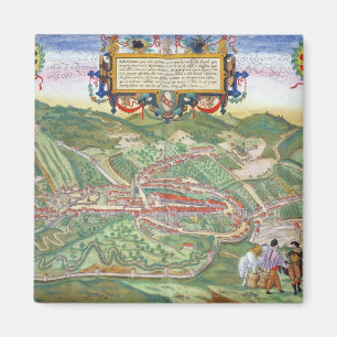 Kaart van Serravalle uit "Civitates Orbis Terrarum Magneet