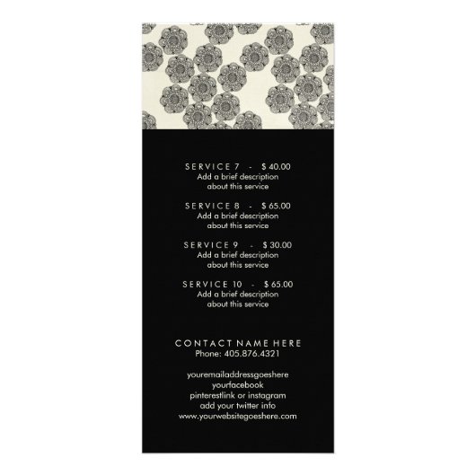  Kaart van servicemenu-rack (Achterkant)