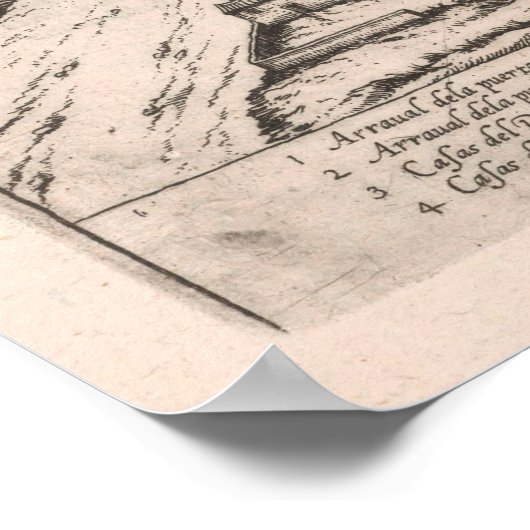  kaart van Sevilla, Spanje (1588) Poster (Hoek)