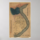 Kaart van Shanghai, China (1884) Poster (Voorkant)