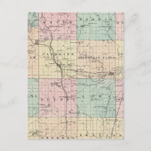 Kaart van Sheboygan County, staat Wisconsin (Voorkant)