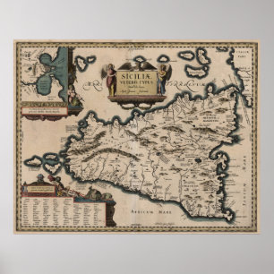  kaart van Sicilië (1619) Poster