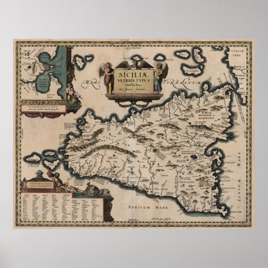  kaart van Sicilië (1619) Poster (Voorkant)