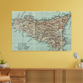 kaart van Sicilië (1911) Canvas Afdruk (Insitu (Woonkamer))