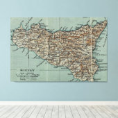 kaart van Sicilië (1911) Canvas Afdruk (Insitu (Houten vloer))