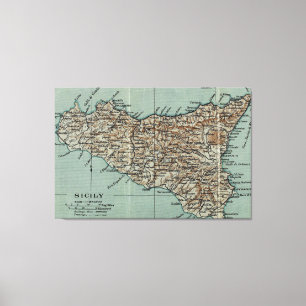  kaart van Sicilië (1911) Canvas Afdruk