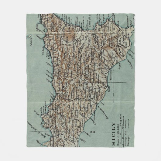  kaart van Sicilië (1911) Fleece Deken (Voorkant)