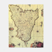  kaart van Sicilië (jaren 1600) Fleece Deken (Voorkant)