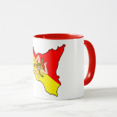 Kaart van Sicilië met Mok van Trinacria Symbol Cof (Voorkant rechts)