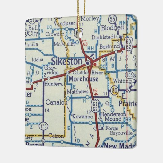  kaart van Sikeston MO Keramisch Ornament (Links)