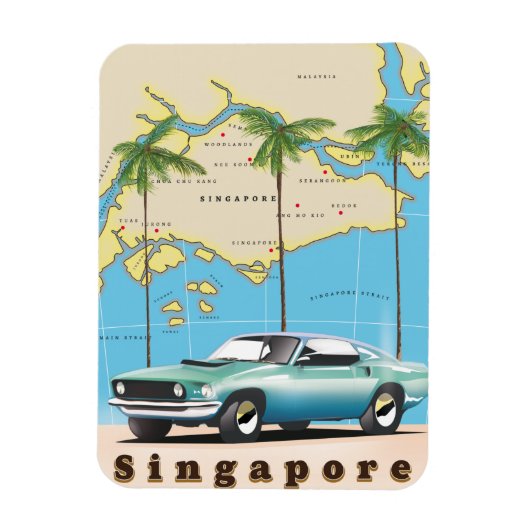 kaart van Singapore Magneet (Verticaal)