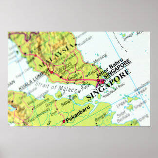 Kaart van Singapore Poster