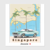 kaart van Singapore Sticker (Vel)