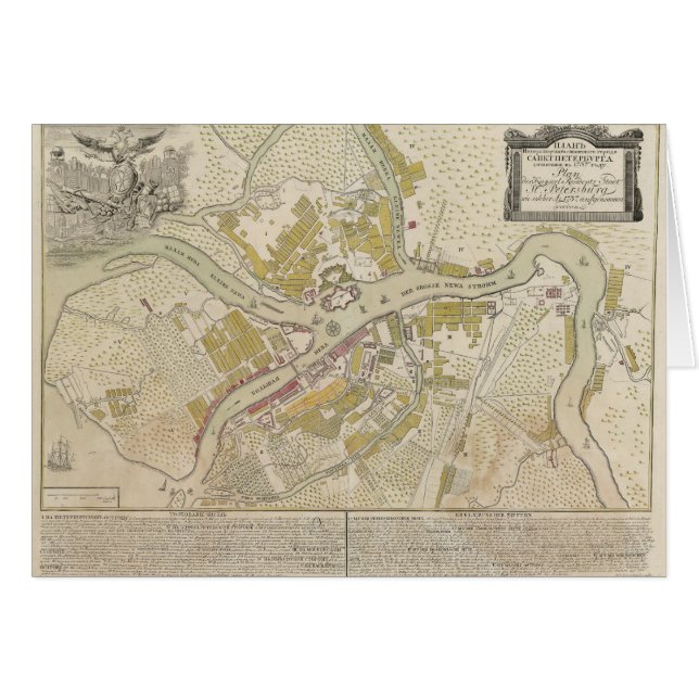 Kaart van Sint-Petersburg Rusland, 1737 (Voorkant Horizontaal)
