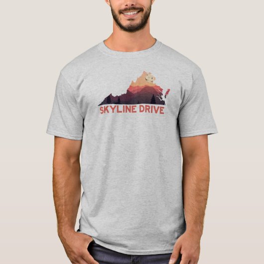 Kaart van Skyline Drive Shenandoah Virginia T-shirt (Voorkant)