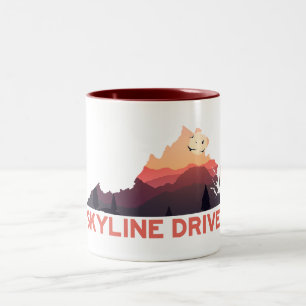 Kaart van Skyline Drive Shenandoah Virginia Tweekleurige Koffiemok