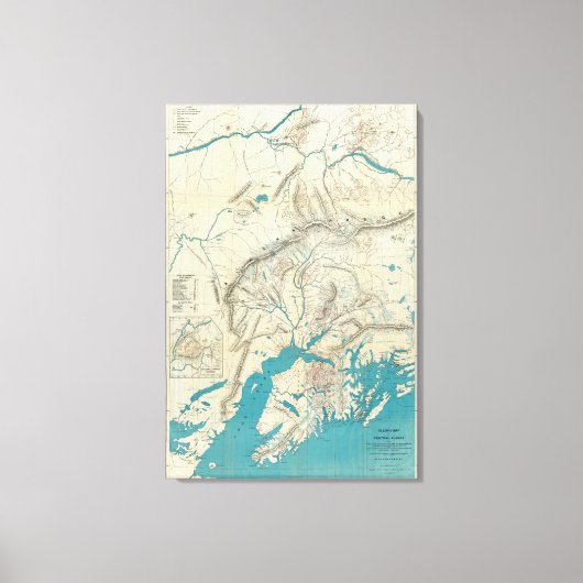 Kaart van Slapem van Central Alaska Canvas Afdruk (Voorkant)