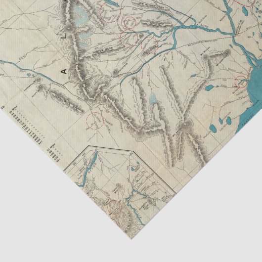 Kaart van Slapem van Central Alaska Tissuepapier (Detail)